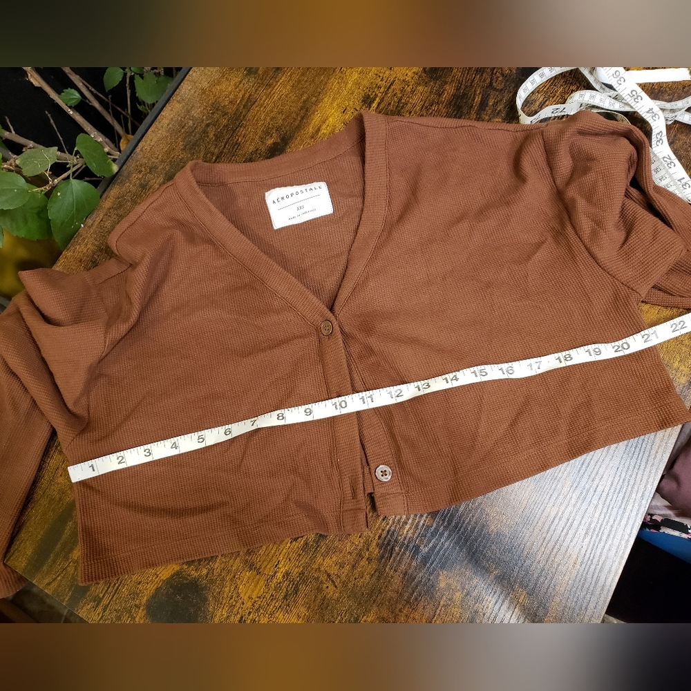 Aeropostale Crop cardigan 1970s waffle knit